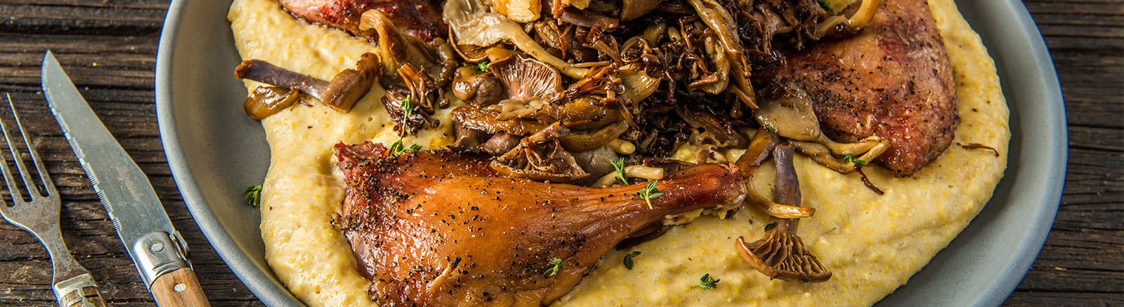Smoked Duck Legs with Polenta and Wild Mushrooms – Traeger Wood Pellet Grills Recipe