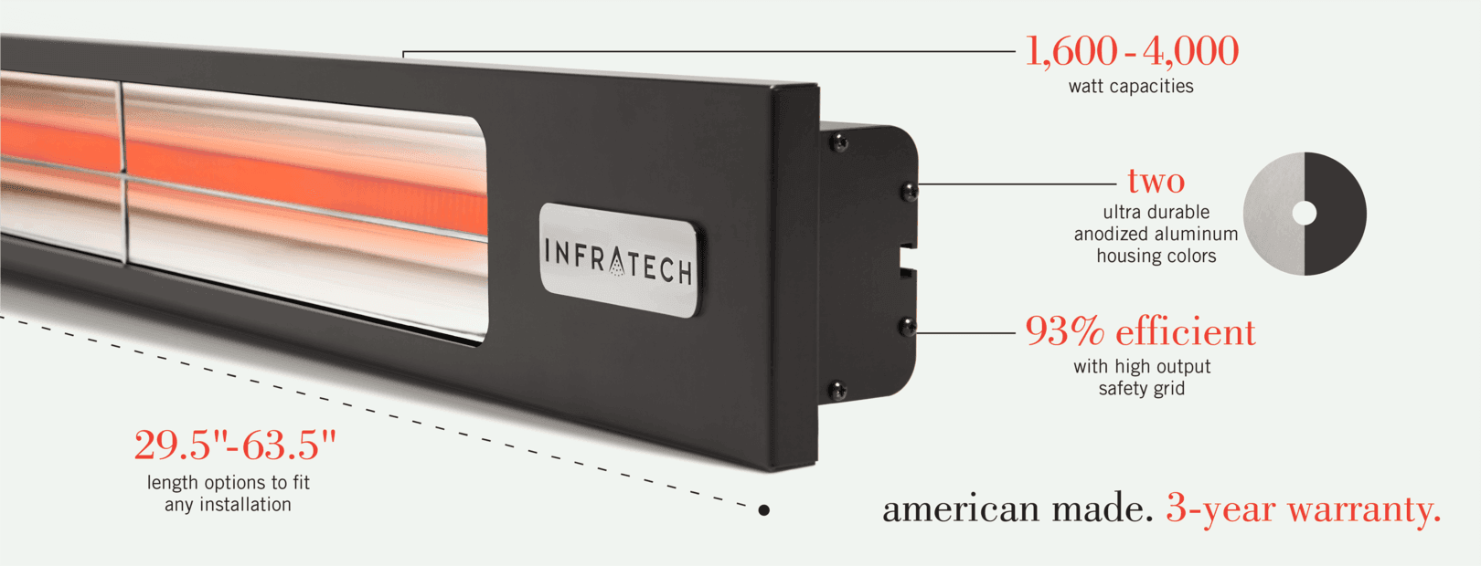 Infratech SL-Series 63.5" 4,000W Slim Profile Heater