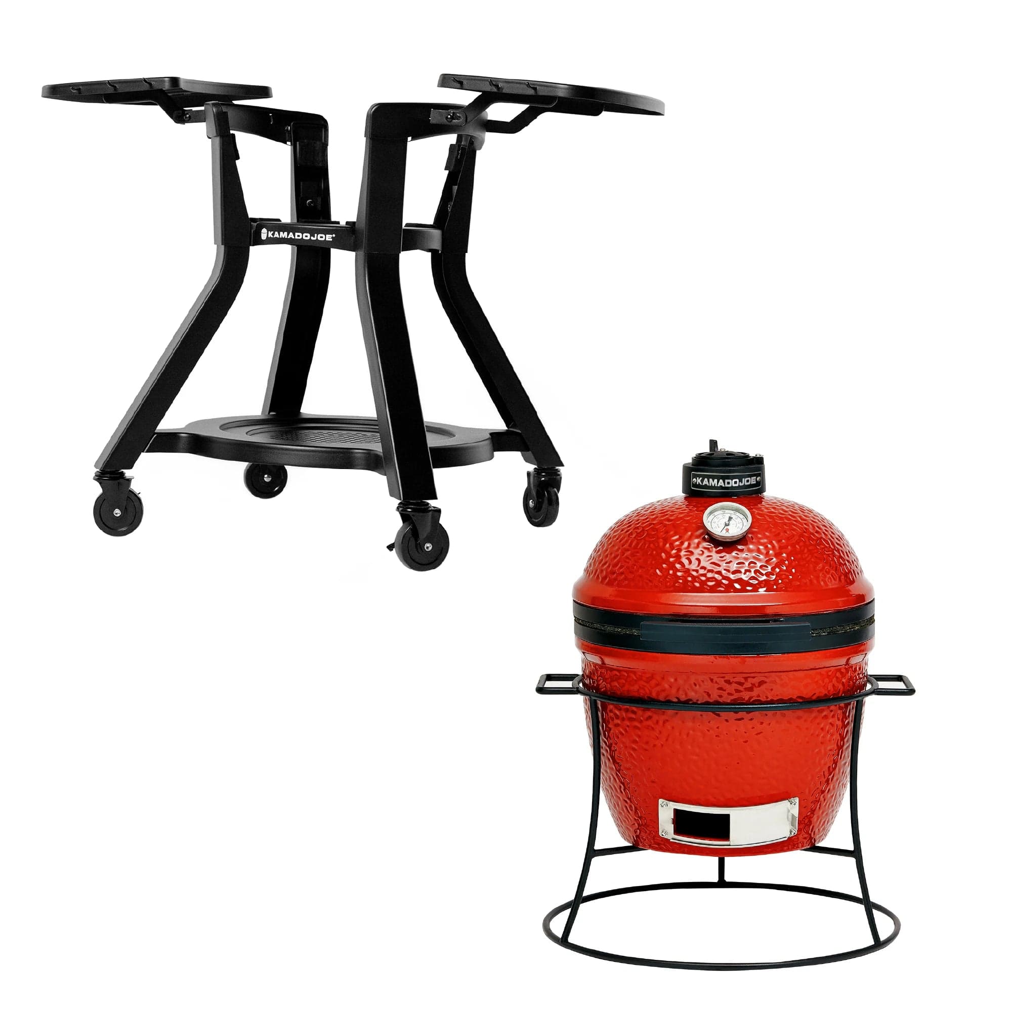 Kamado Joe Joe Jr with Cast Iron Stand and Cart Bundle