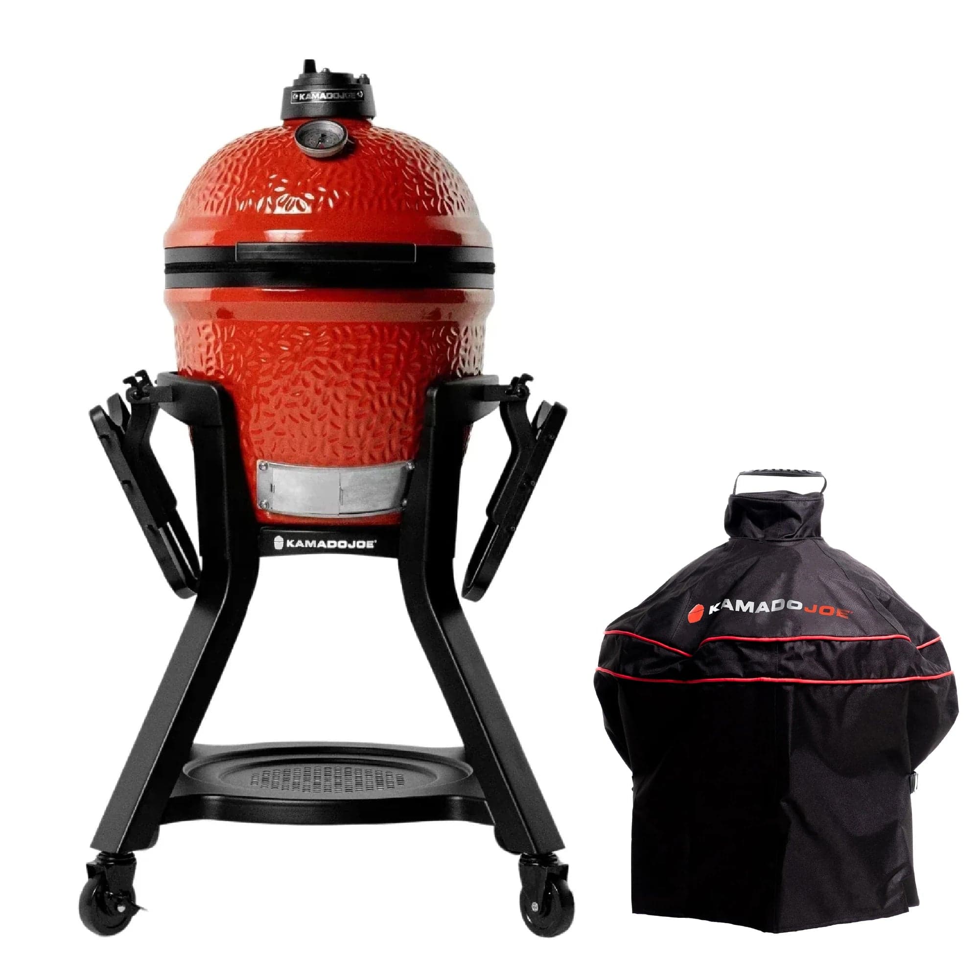 Kamado Joe Joe Jr plus Short Cover and Cart with Side Shelves Bundle