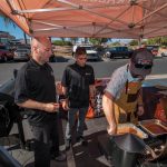 John Cerul, Omid Mahban, and Traeger Representative Taylor at BBQ Concepts