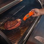 Traeger Representative Taylor Checking Meat Temperature